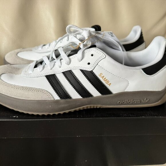 Adidas Puig Samba US Men\'s 12 Skateboarding FTWWHT/CBLACK/GUM5 White Black main image 8